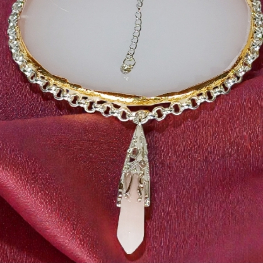 Silver Rose Quartz Enchanted Choker Necklace Magical Girl Y2k New Age Grunge 90s